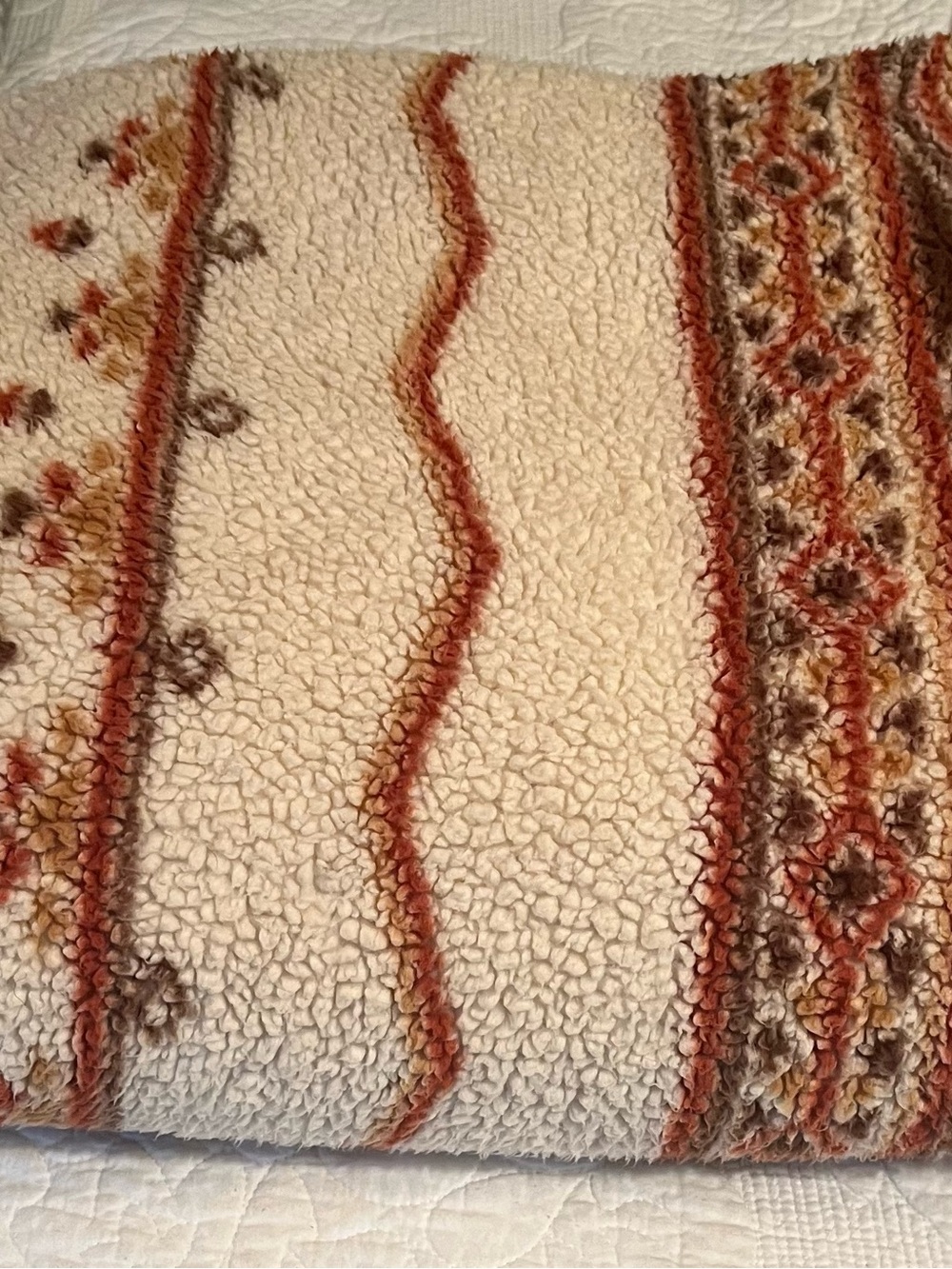 Cozy Sherpa Aztec Blanket with Rust and Earth Tone Pattern